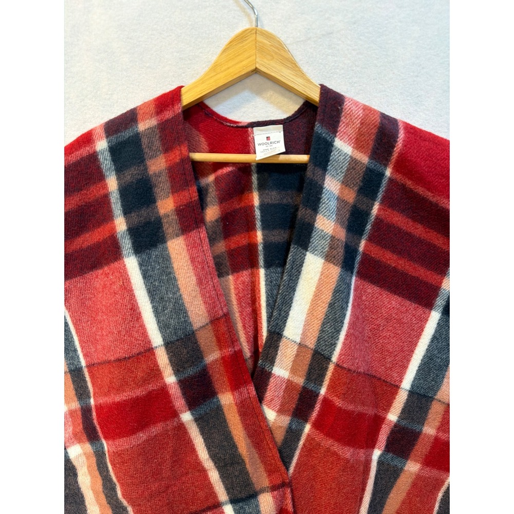 Woolrich Plaid Ruana Cape Shawl Wrap Poncho Blanket Scarf One Size Red Black